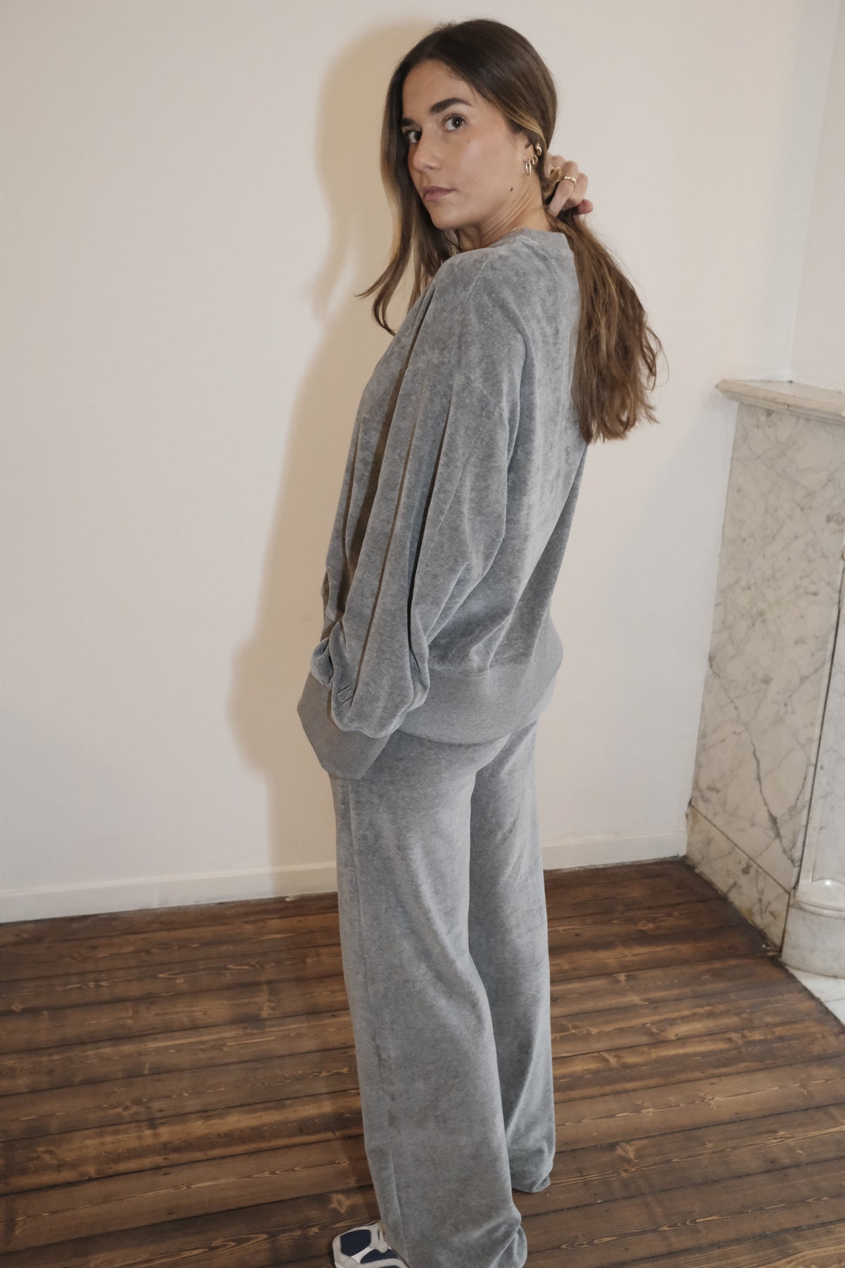 Emmanuel Pants Velour Dark Grey